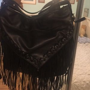 Fringed black bag NWOT